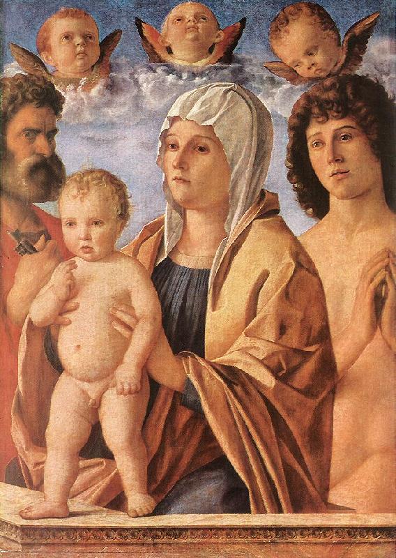 BELLINI, Giovanni Madonna with Child and Sts. Peter and Sebastian fgf oil painting image